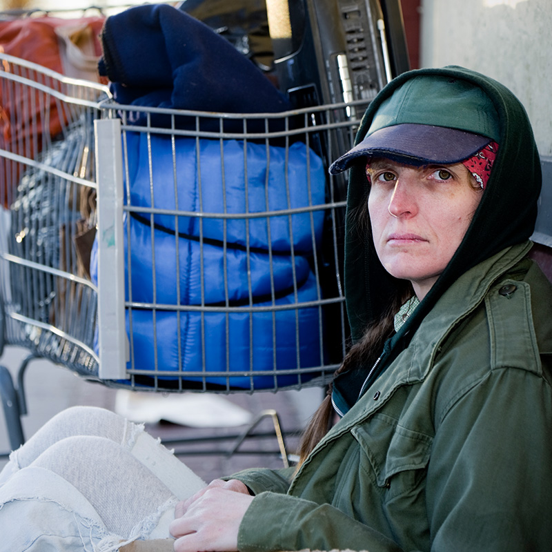 Homeless Woman on a City Street